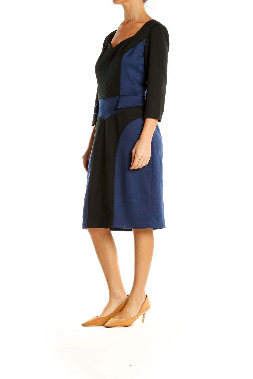 Black Blue Colorblock Shift Dress