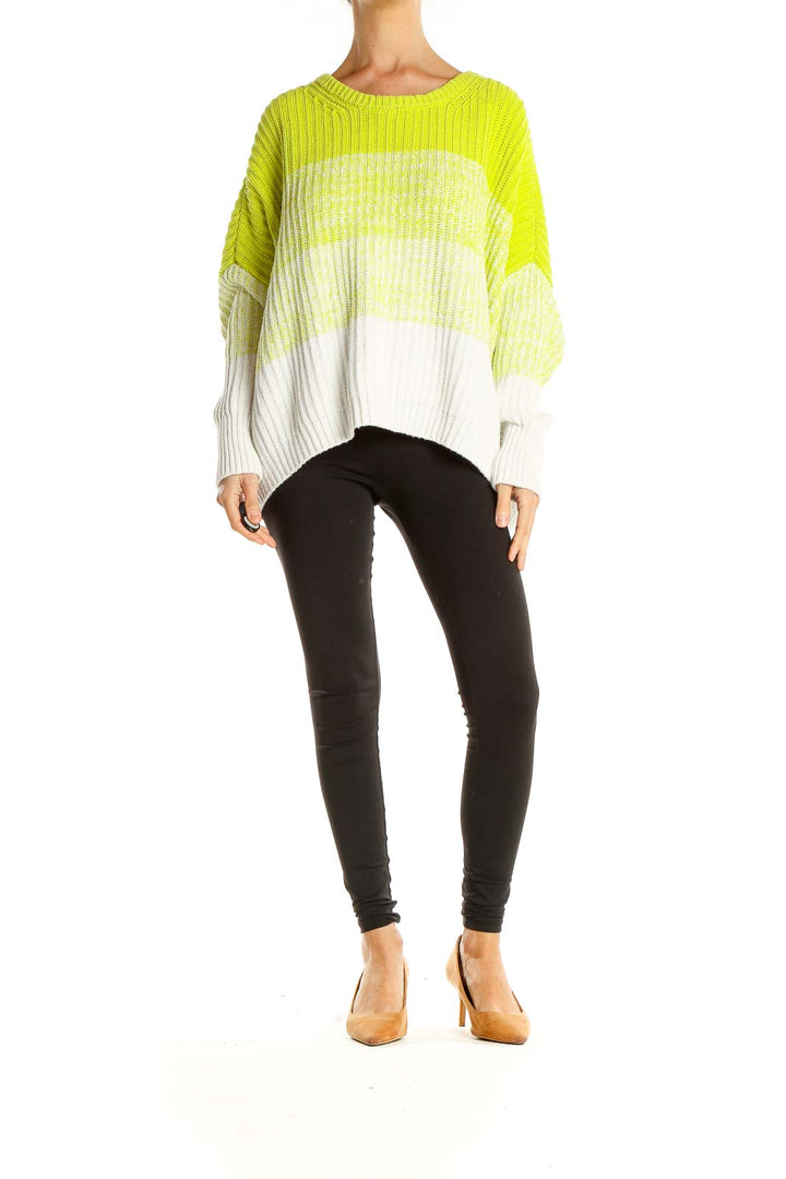 Green White Ombré Casual Sweater