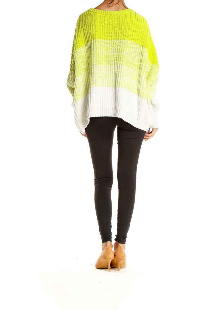 Green White Ombré Casual Sweater