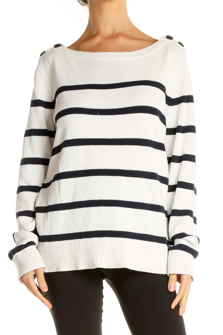 White Black Striped Classic Sweater