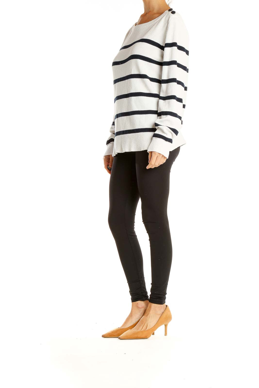 White Black Striped Classic Sweater