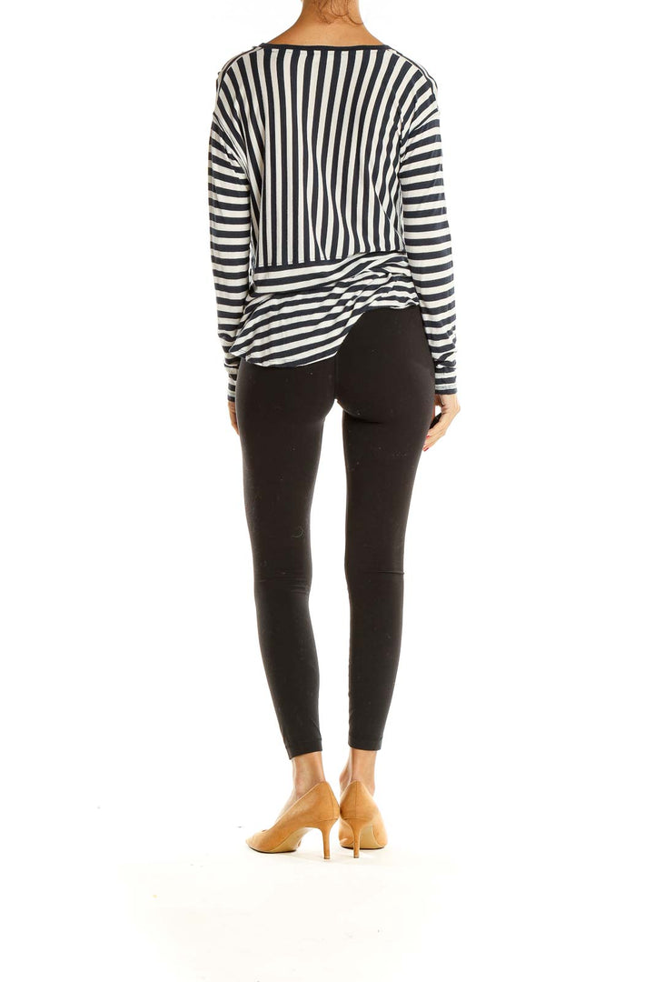 Black and White Striped Casual Top