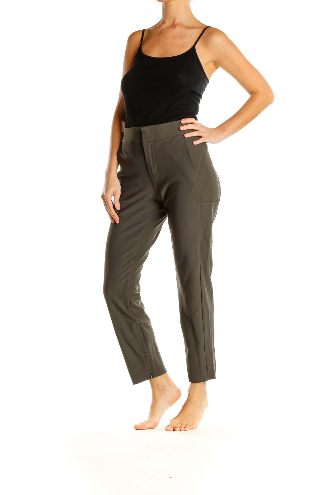 Gray Cropped All Day Wear Slim Pants