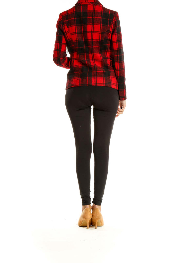 Red Tartan Print Blazer