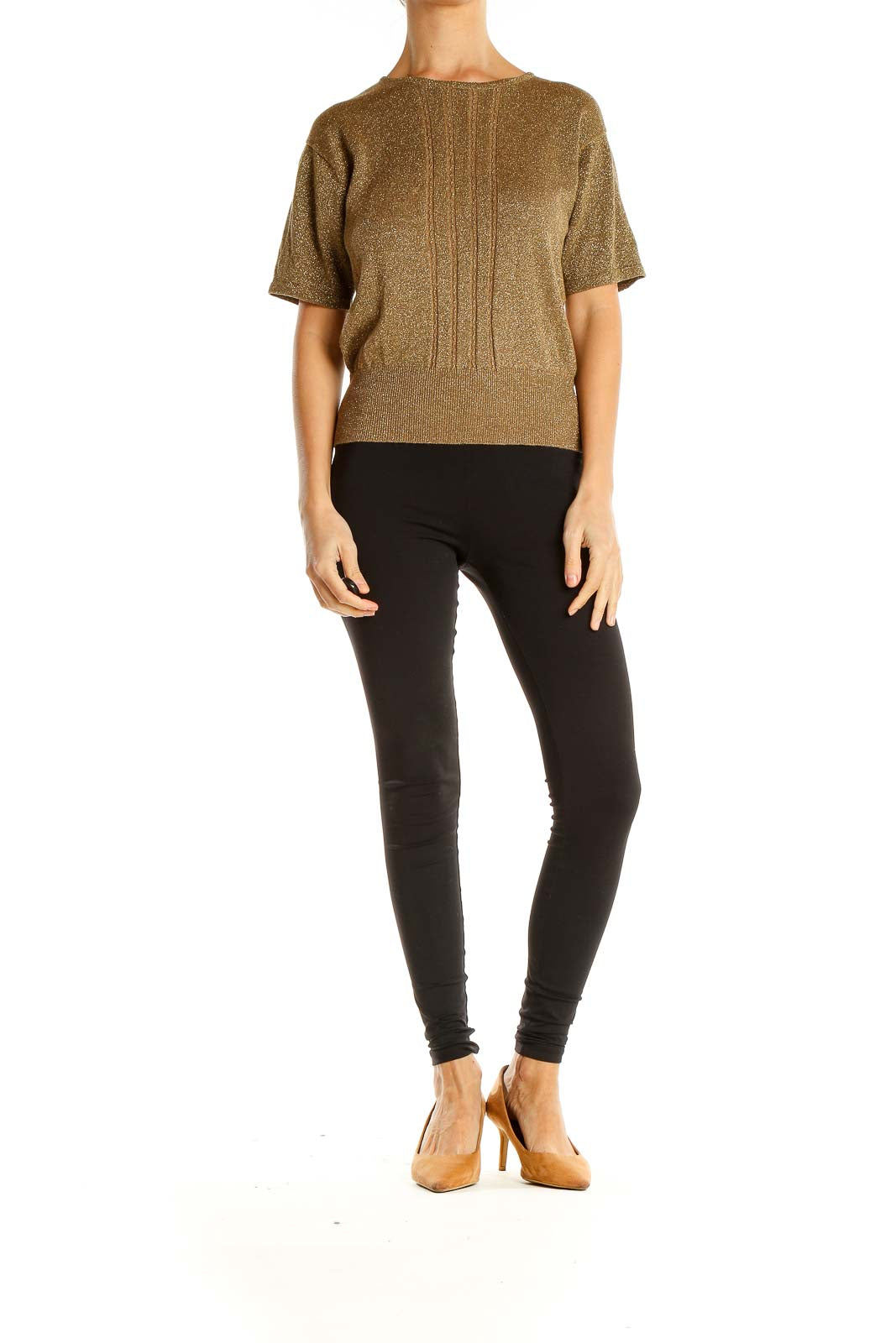 Brown Shimmer Woven Retro Top