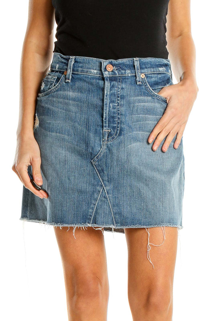 Blue Denim A-Line Skirt