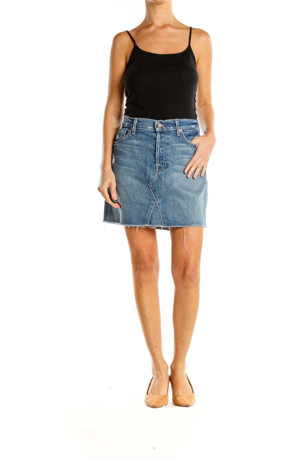 Blue Denim A-Line Skirt