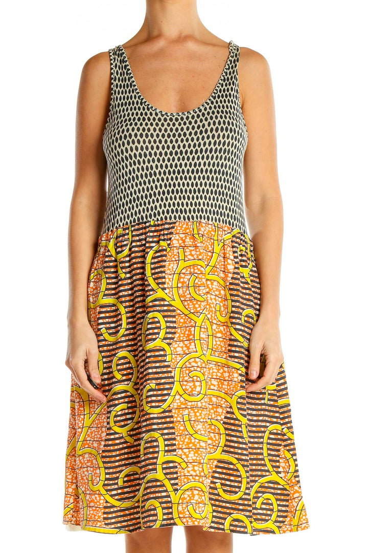 Multicolor Printed Textured Fit & Flare Dress