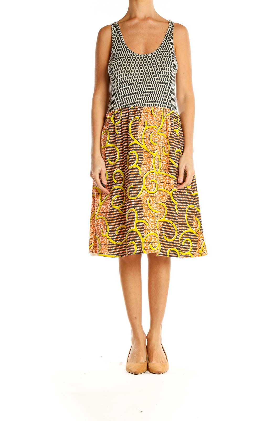 Multicolor Printed Textured Fit & Flare Dress