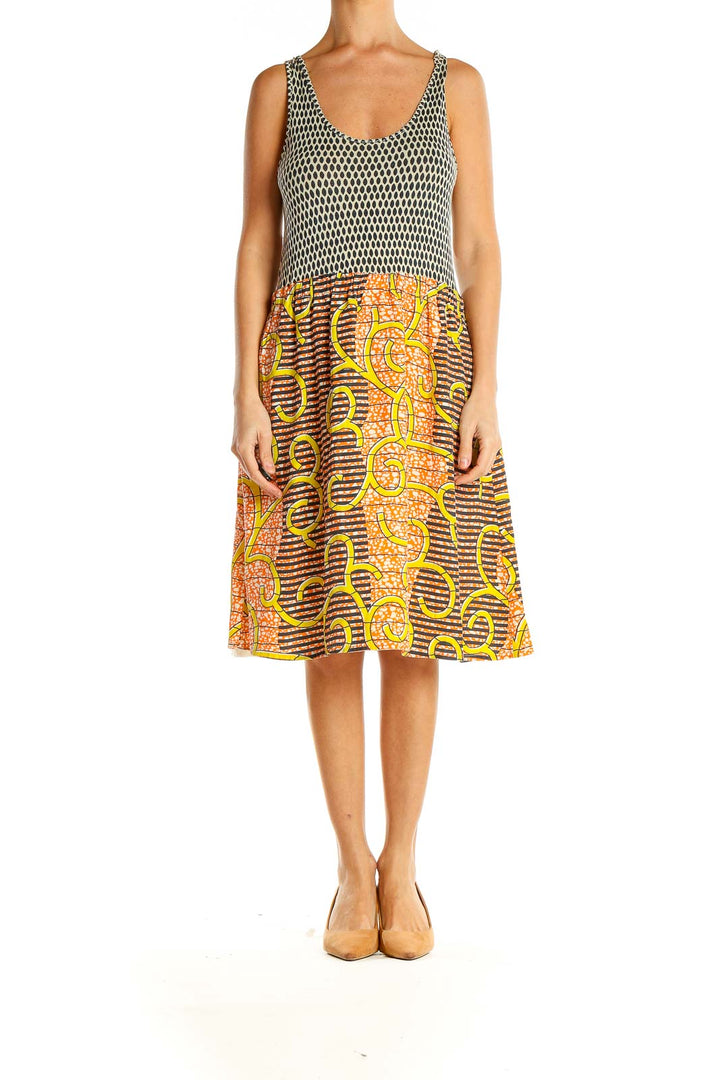 Multicolor Printed Textured Fit & Flare Dress