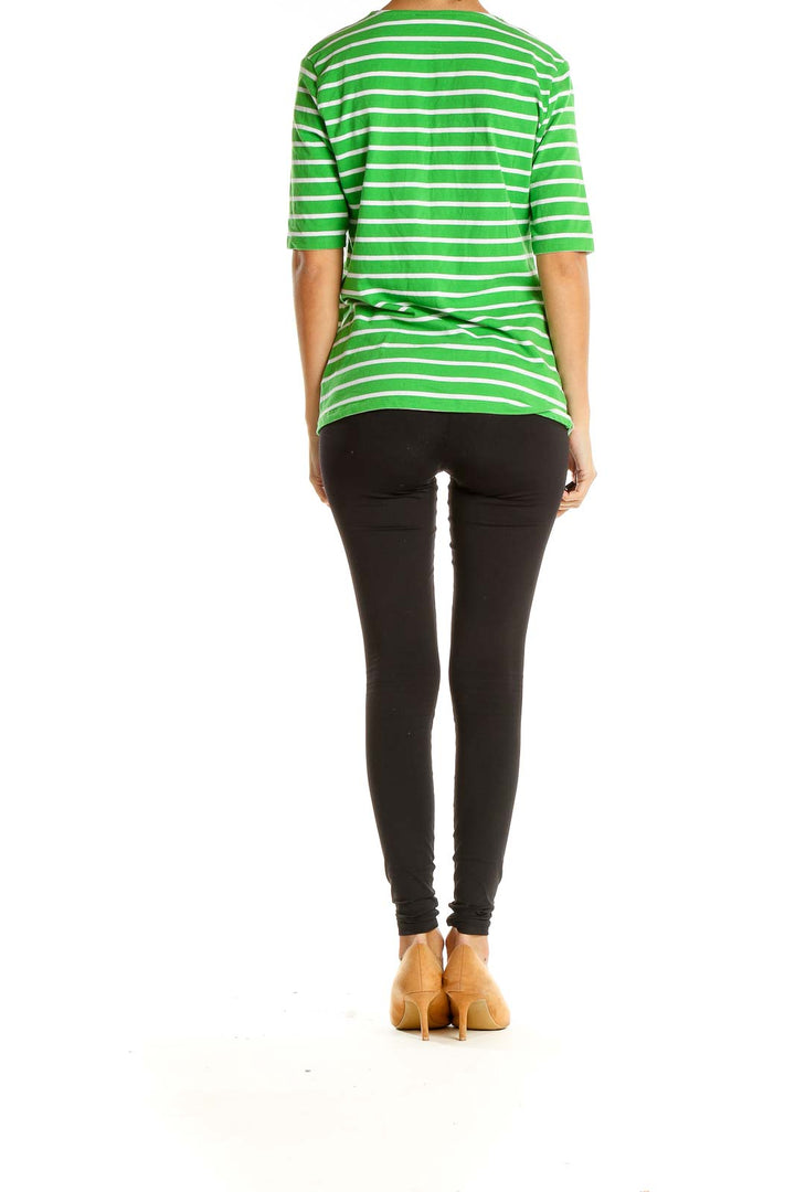 Green Striped Casual Top