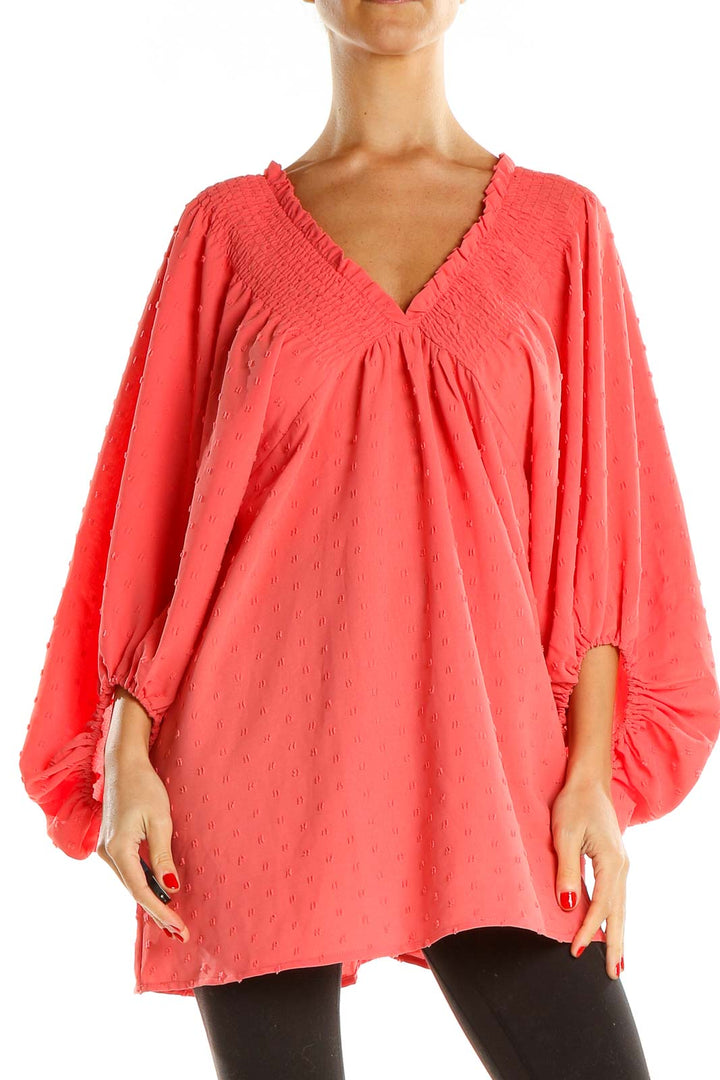 Pink Textured Flowy Blouse