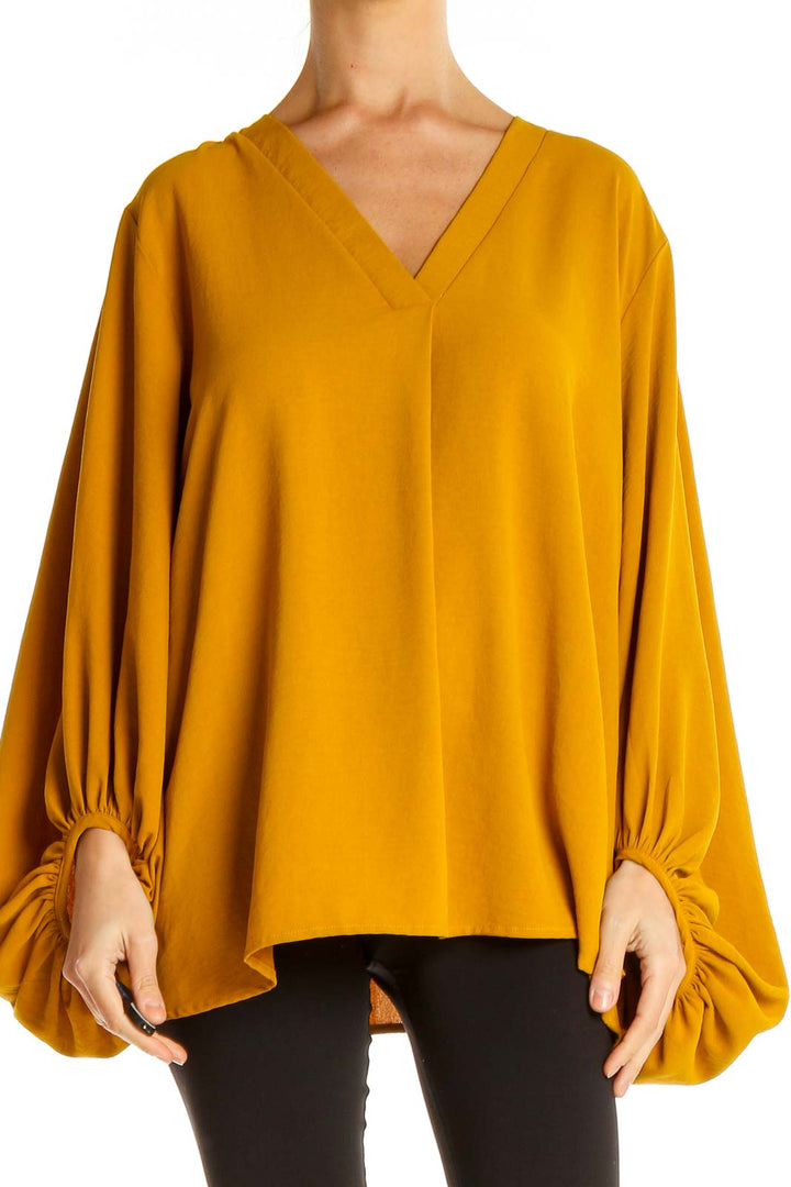 Yellow All Day Wear Blouse with Puffy Sleeves