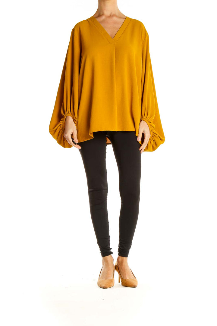 Yellow All Day Wear Blouse with Puffy Sleeves