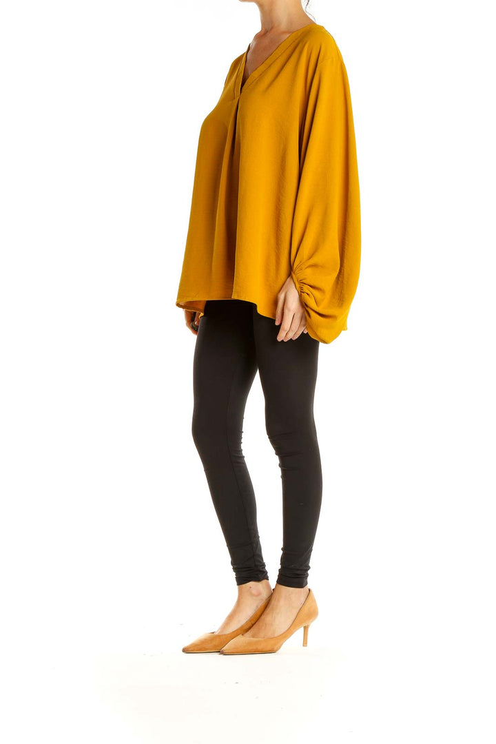 Yellow All Day Wear Blouse with Puffy Sleeves