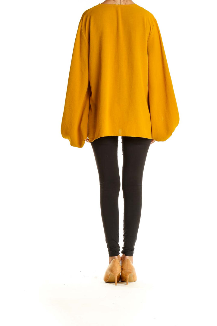 Yellow All Day Wear Blouse with Puffy Sleeves