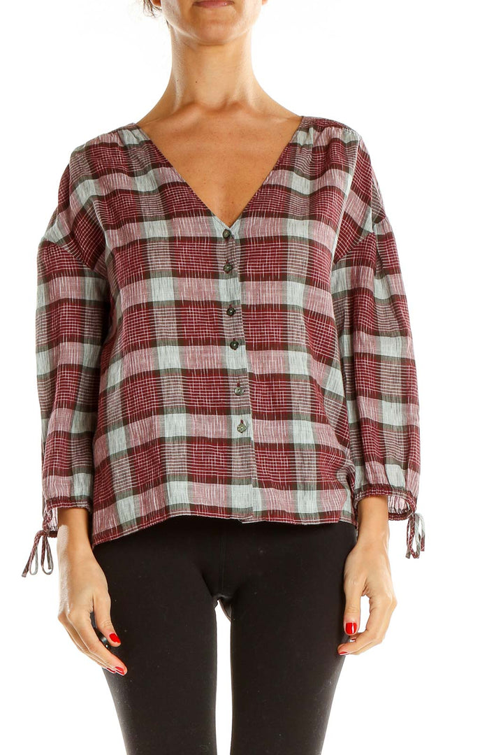 Red Plaid All Day Wear Blouse