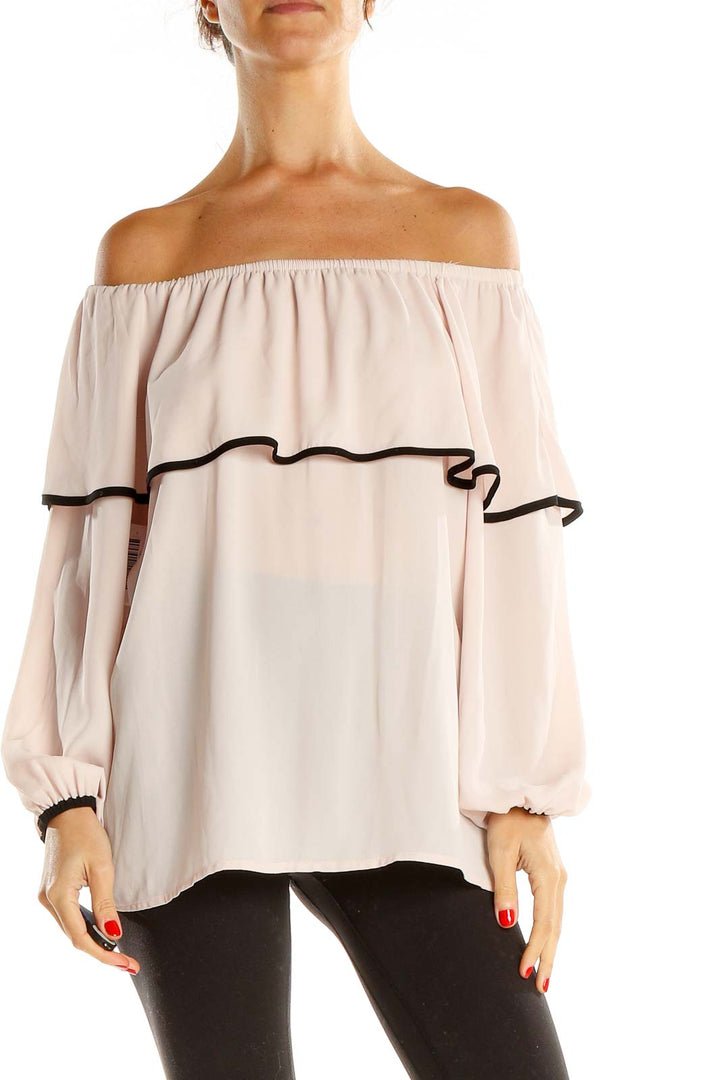 Pink Off The Shoulder Holiday Blouse