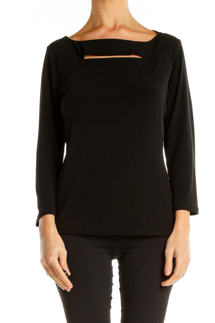 Black All Day Wear Top with Cutout Detail