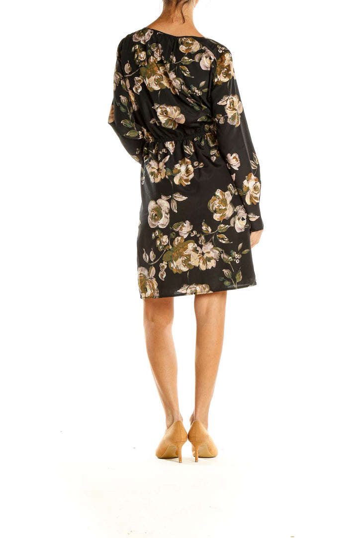 Black Classic Floral Print Day Dress