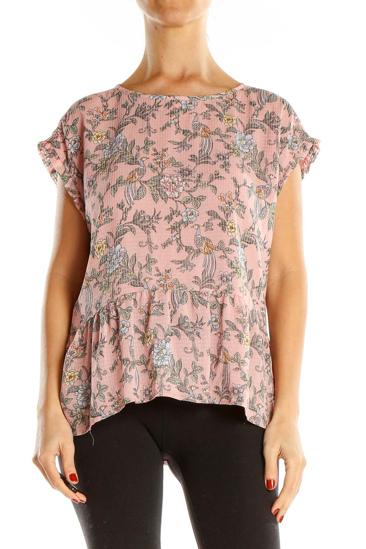 Pink Floral Print Chic Blouse