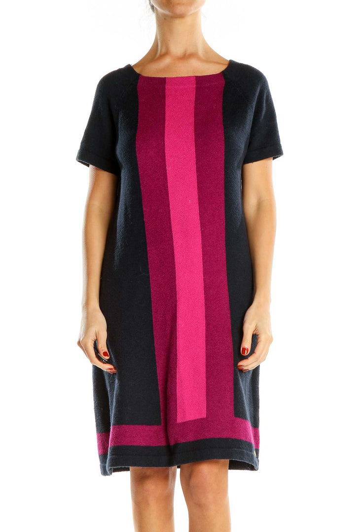 Blue Pink Colorblock Classic Shift Dress