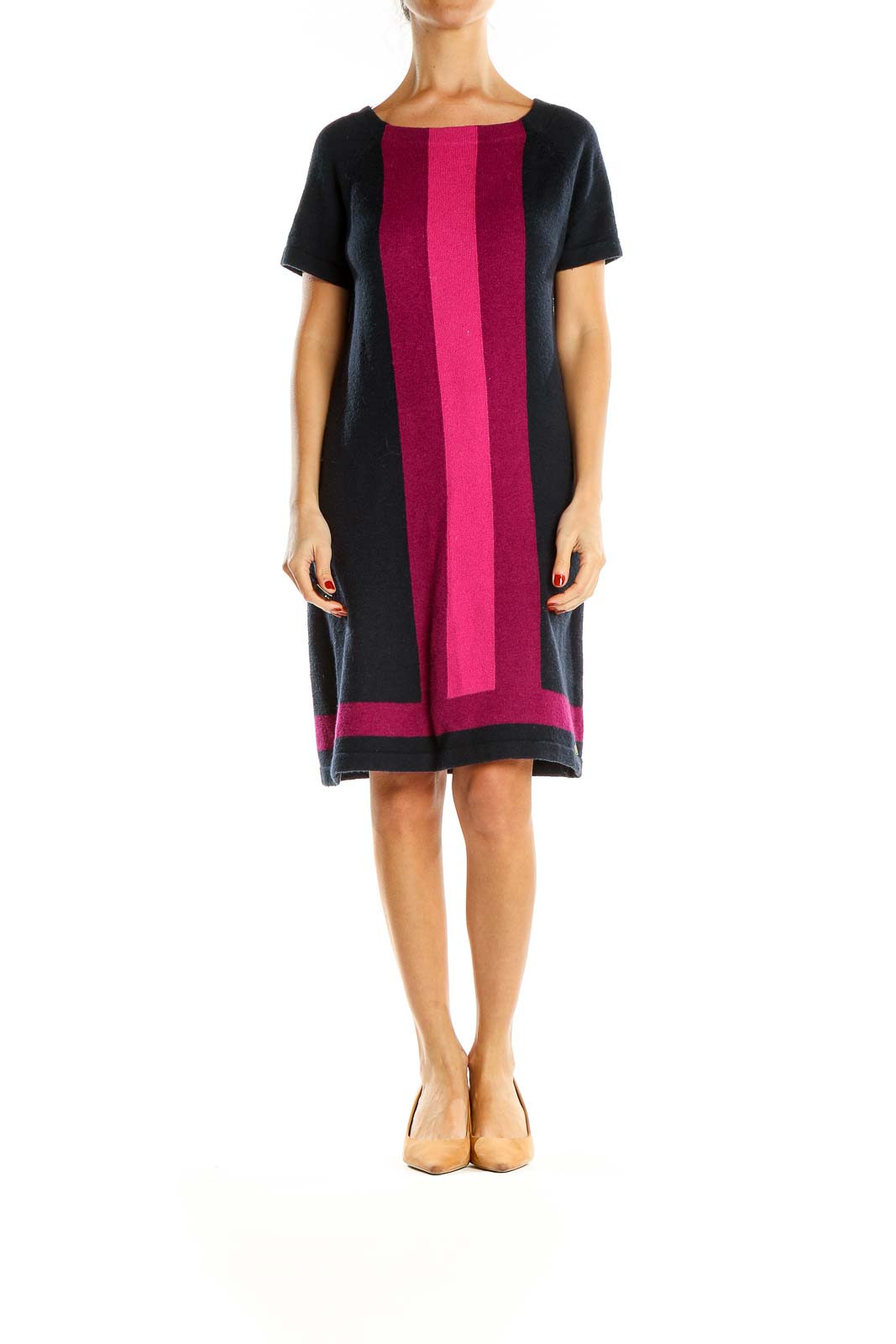 Blue Pink Colorblock Classic Shift Dress