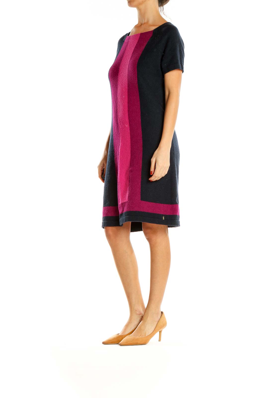 Blue Pink Colorblock Classic Shift Dress