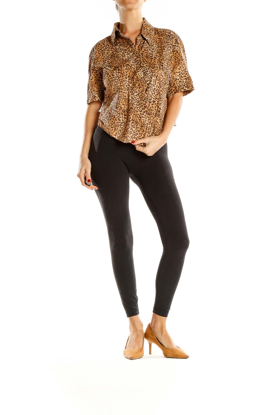 Brown Animal Print Retro Top