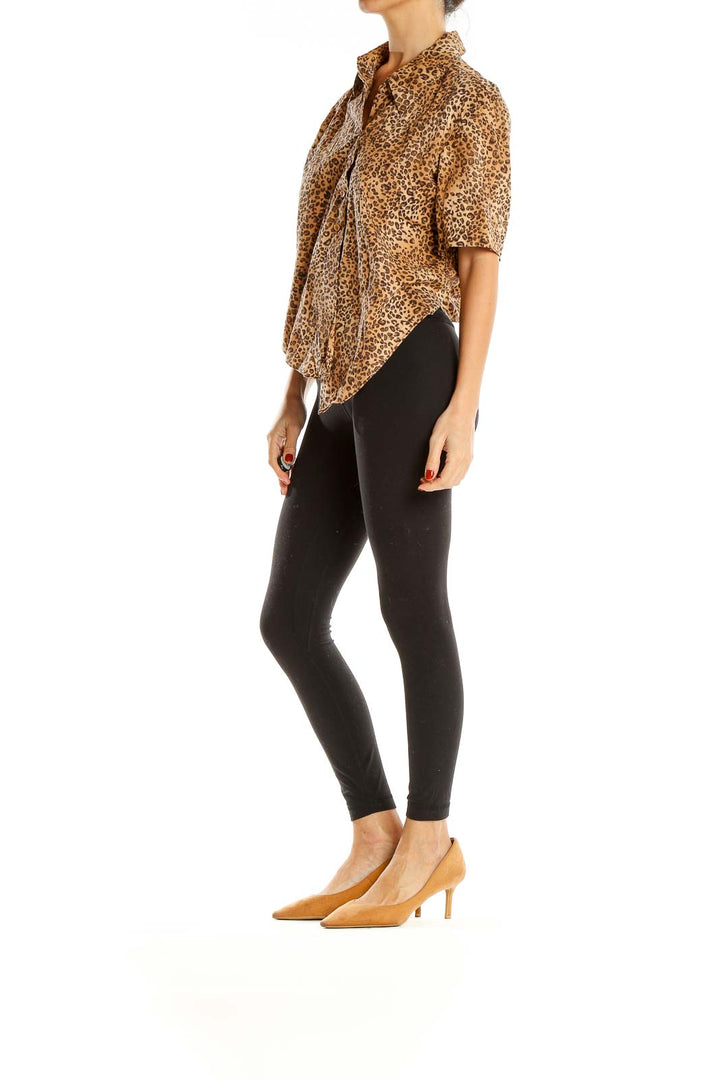 Brown Animal Print Retro Top