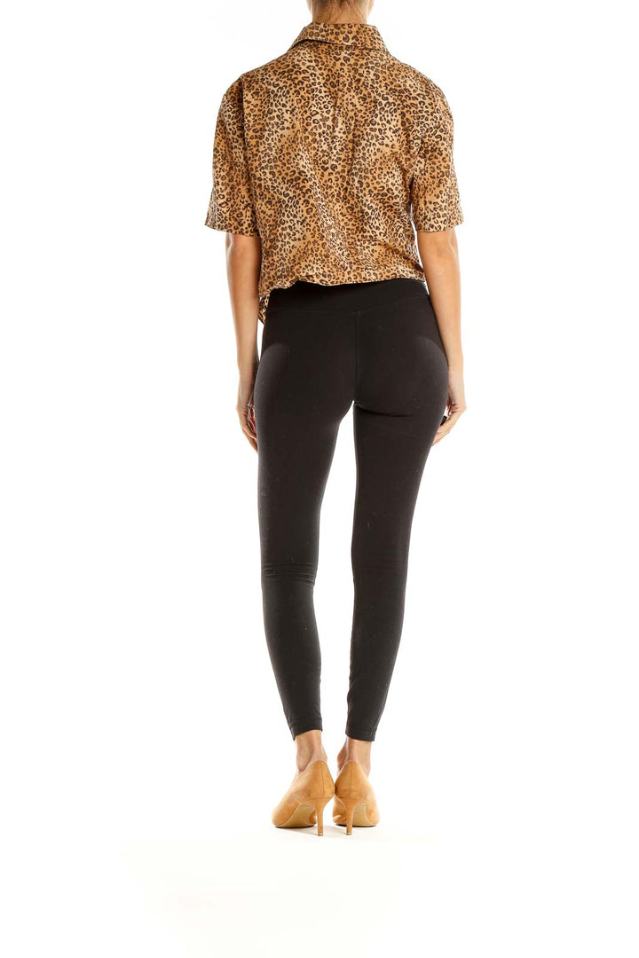 Brown Animal Print Retro Top