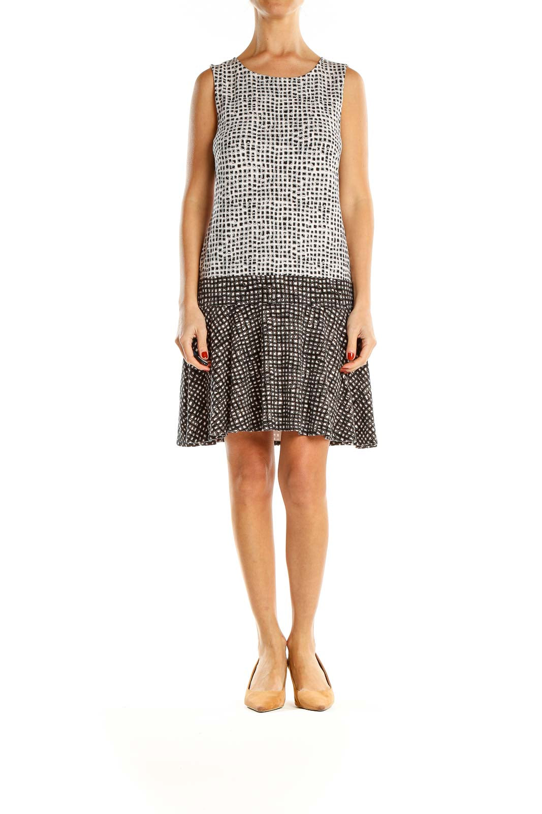 Gray Printed Work Sheath Dress