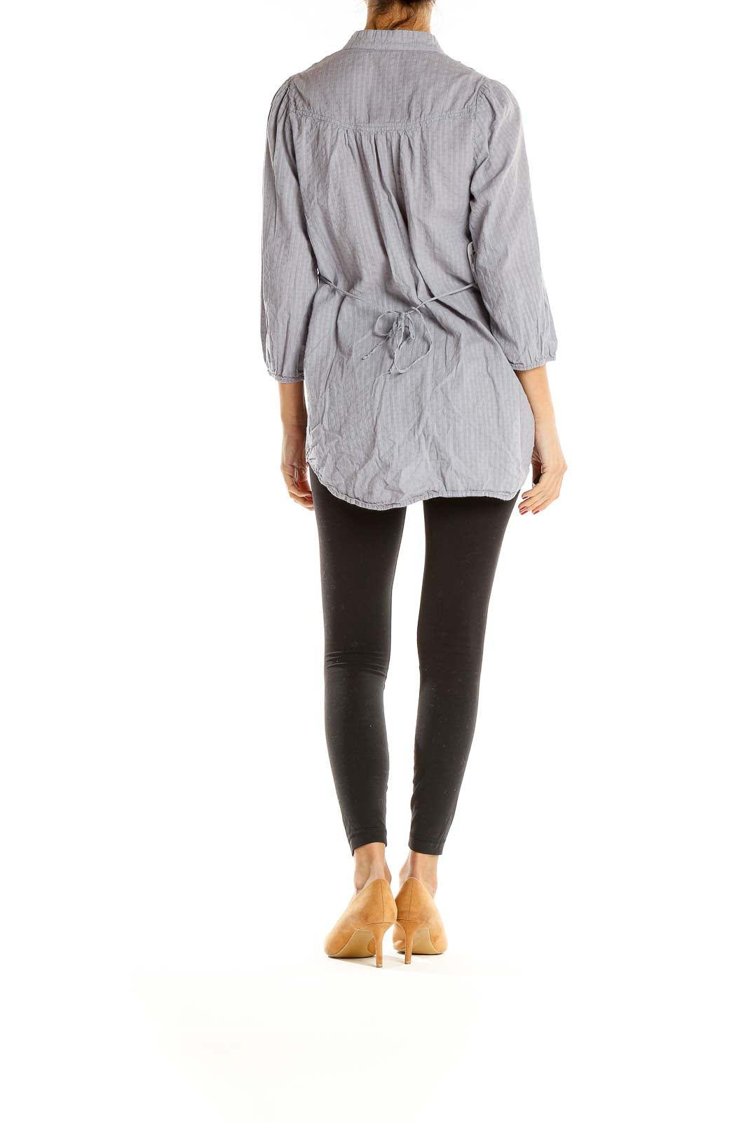 Gray Textured Casual Blouse