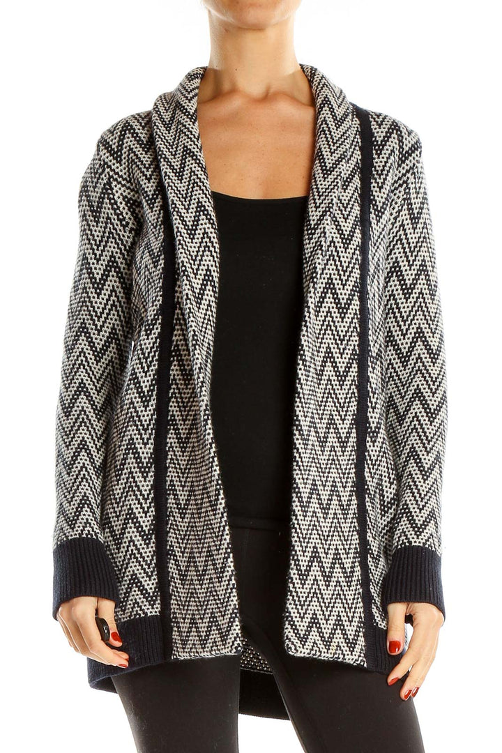 Black White Chevron Print All Day Wear Sweater