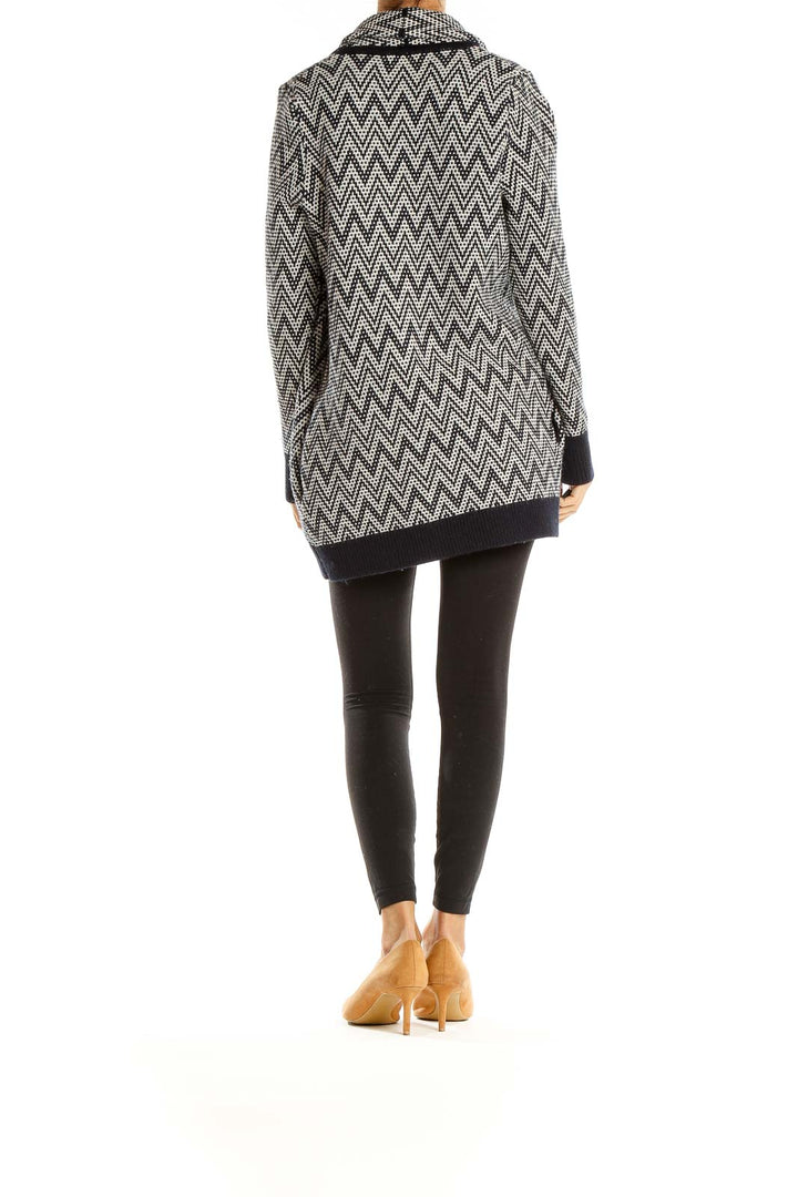 Black White Chevron Print All Day Wear Sweater