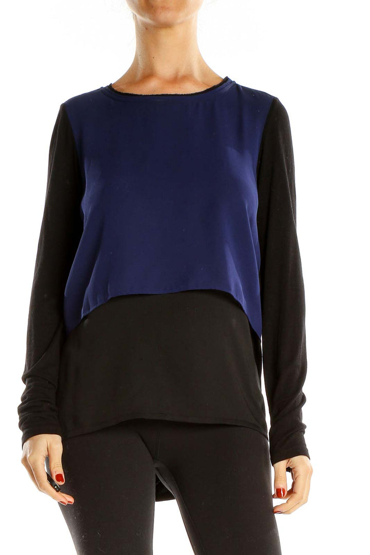 Blue Black Colorblock Layered All Day Wear Top