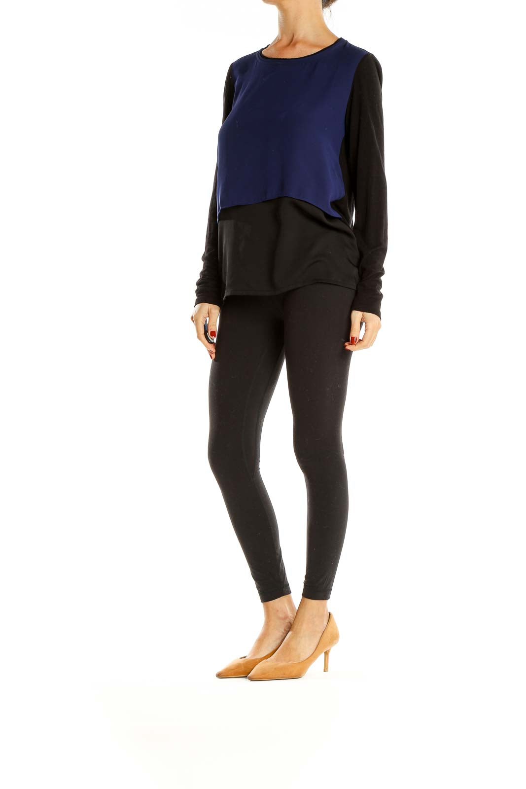 Blue Black Colorblock Layered All Day Wear Top