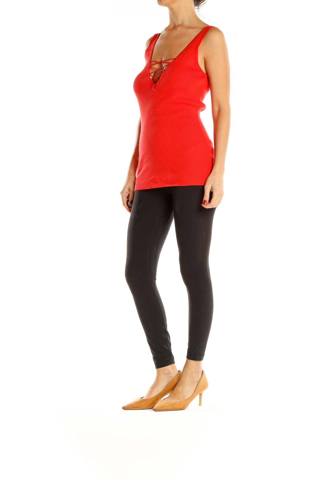 Red Laceup All Day Wear Top