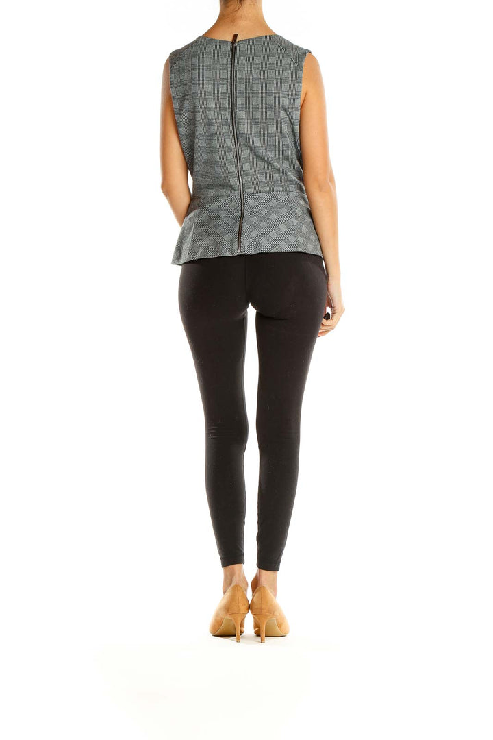 Gray Glen Check Chic Peplum Top