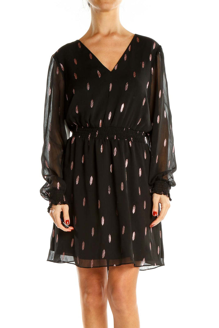 Black Printed Fit & Flare Dress