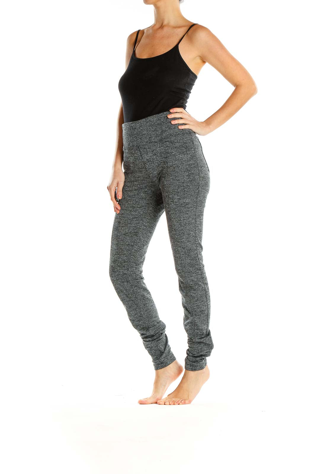 Gray Textured Activewear Leggings