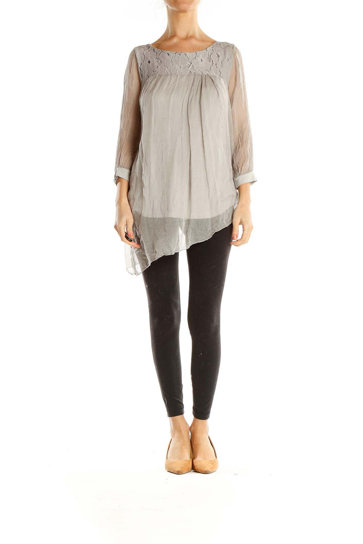 Gray Silk Asymmetrical Top