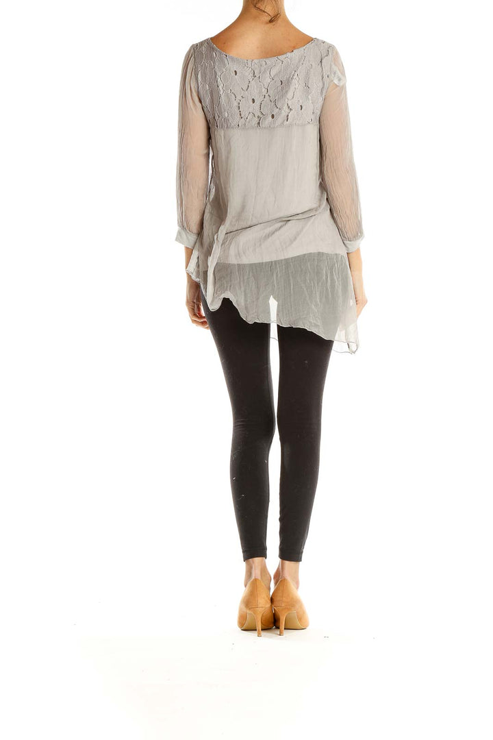 Gray Silk Asymmetrical Top