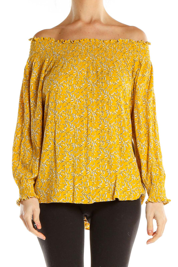 Yellow Printed Off The Shoulder Top