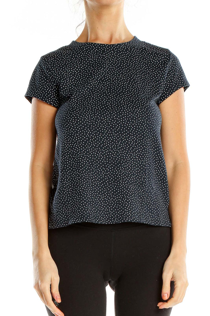 Blue Polka Dot Casual T-Shirt