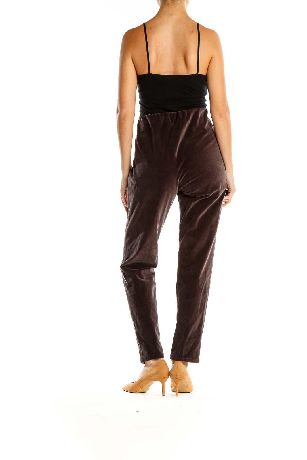 Brown Textured Classic Slim Fit Pants