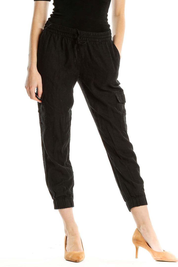 Black Cropped Casual Pants