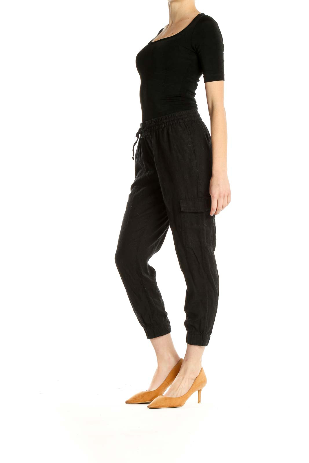 Black Cropped Casual Pants