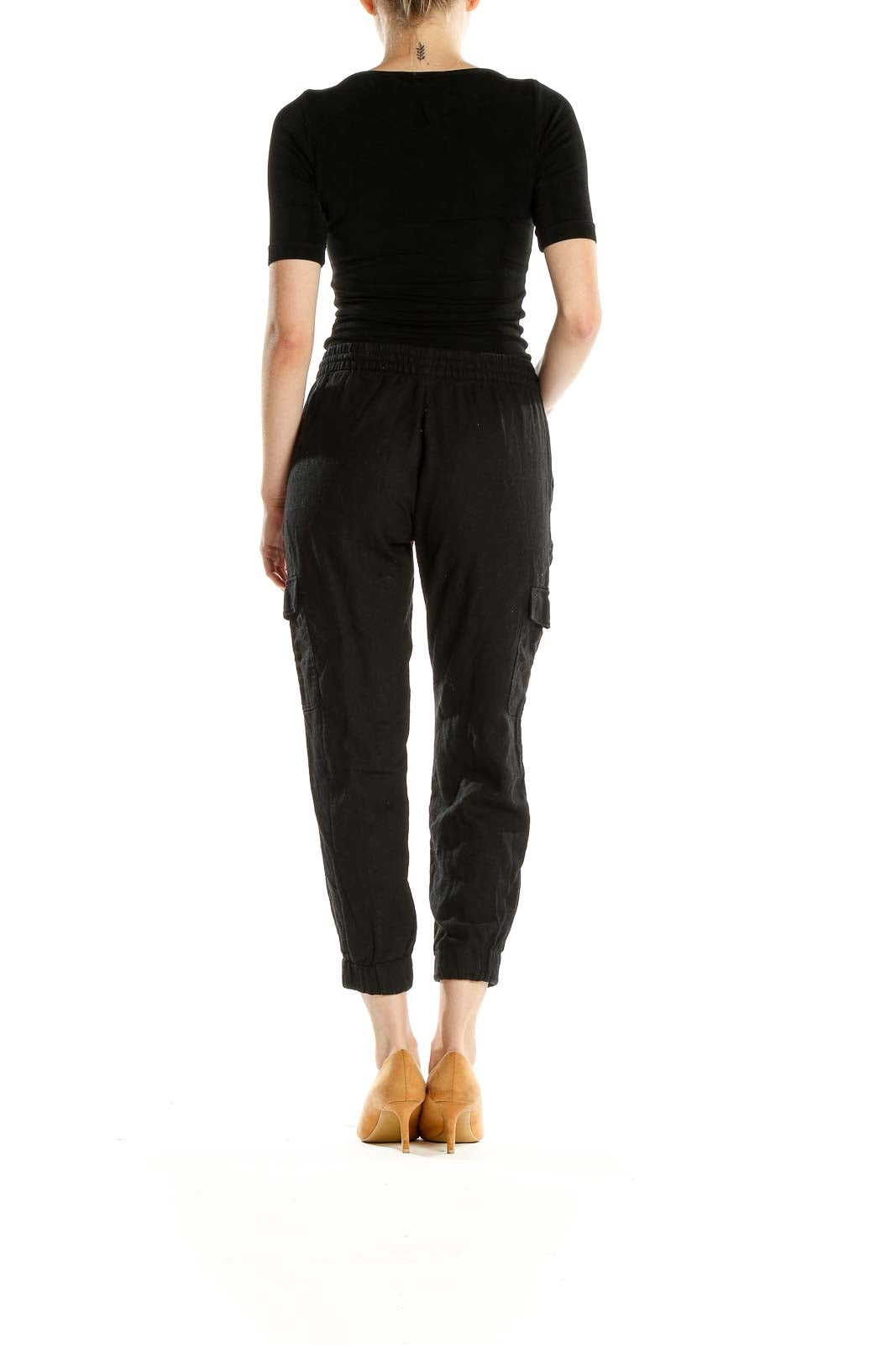 Black Cropped Casual Pants