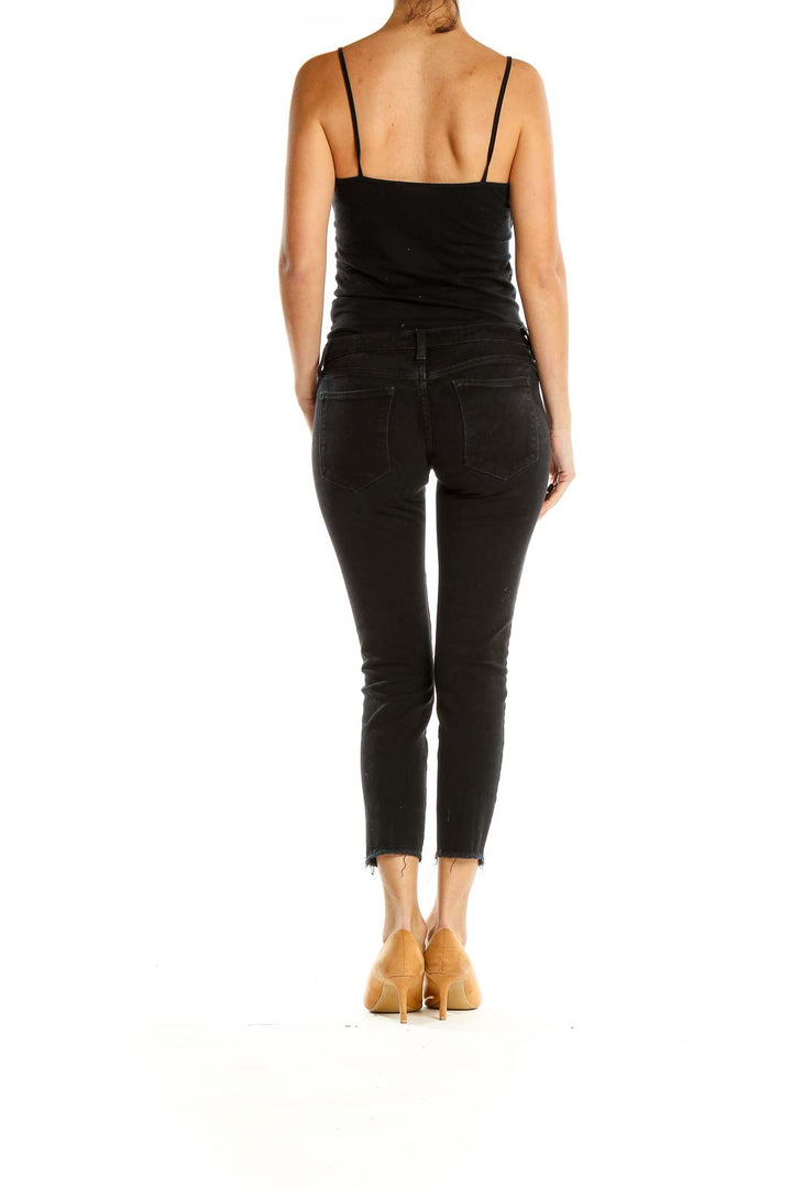 Black Cropped Distressed Skinny Jeans